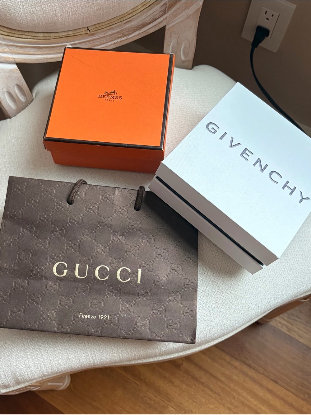 HERMES, GIVENCHY, GUCCI boxes/bag bundle